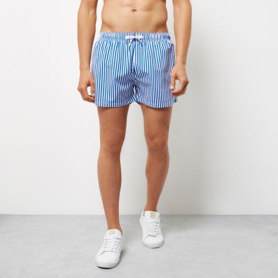 Blue stripe slim fit swim shorts